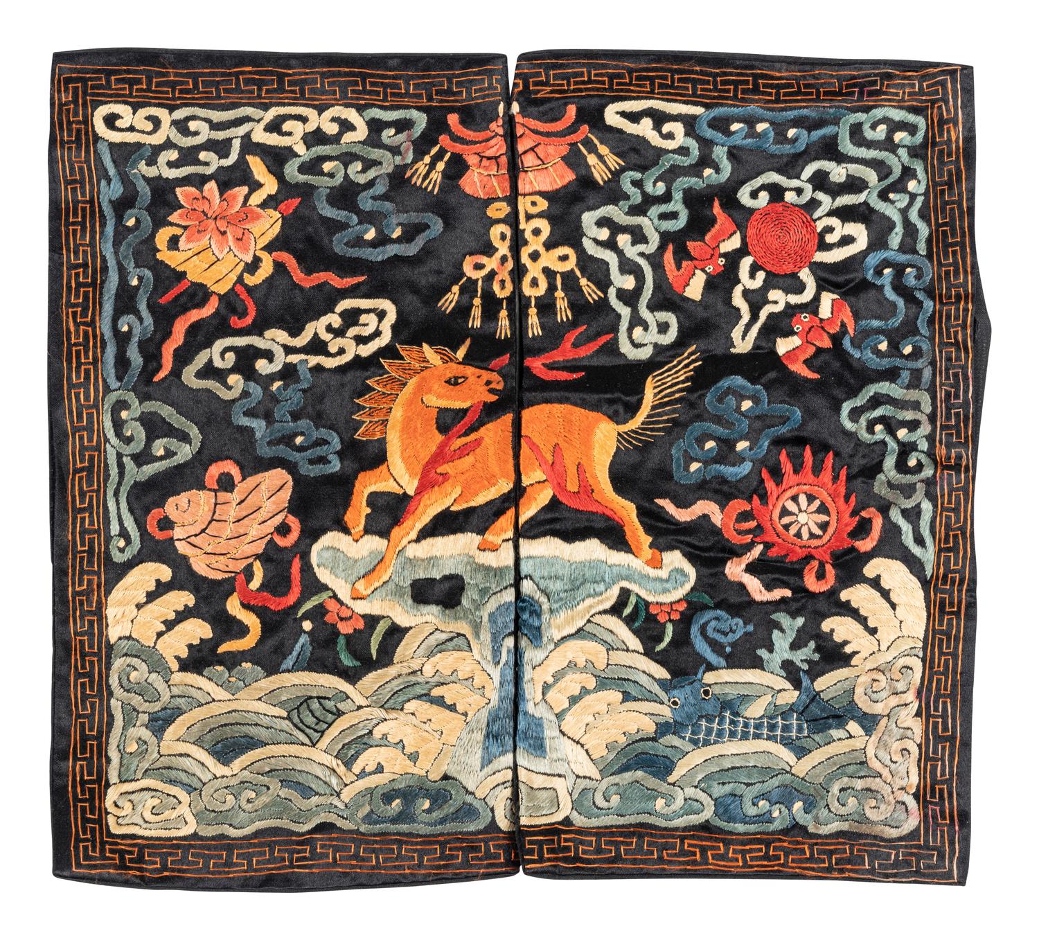 Four Embroidered Silk Rank Badges, Buzi