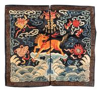 Four Embroidered Silk Rank Badges, Buzi