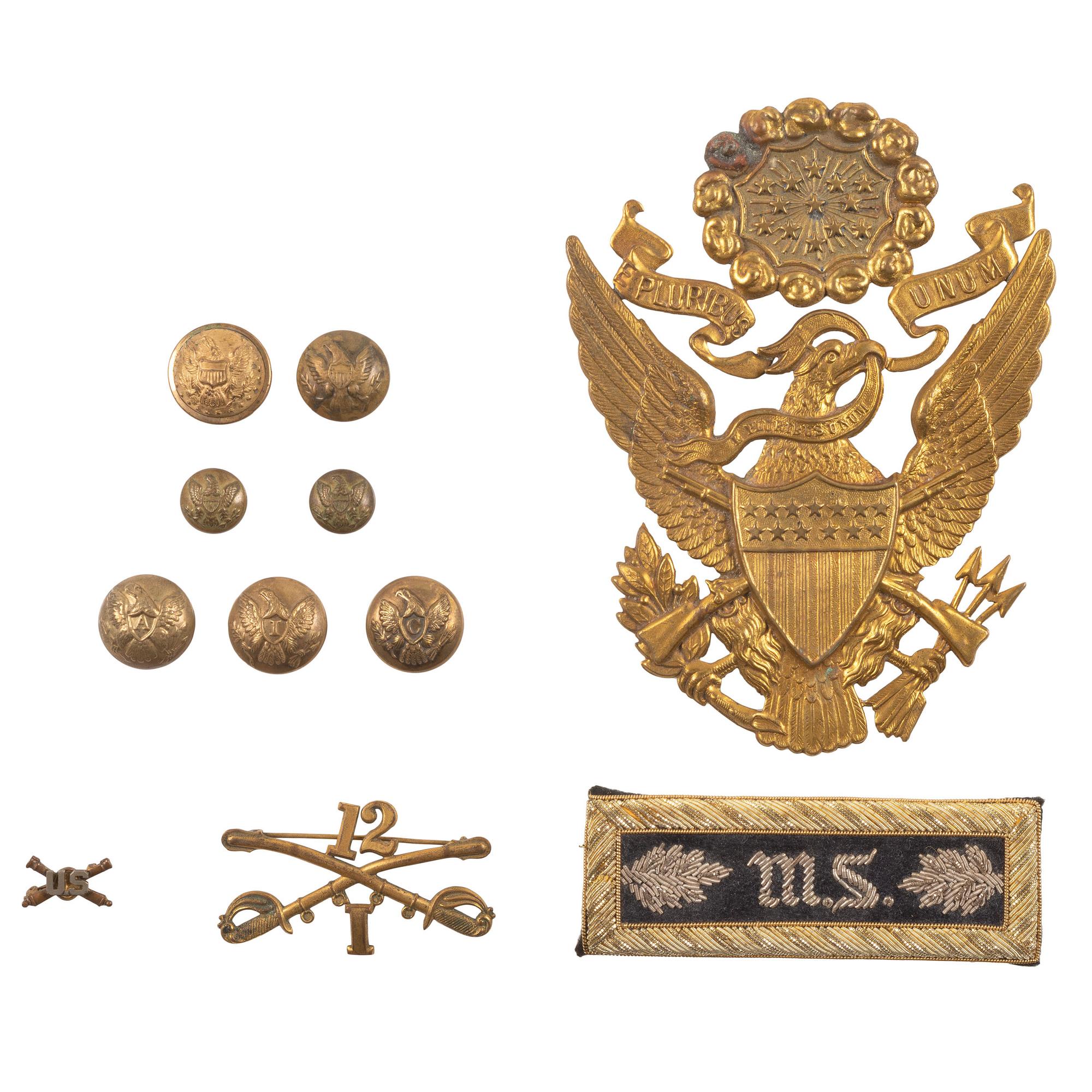 [CIVIL WAR]. A collection of 25 items of Civil War accoutrements and ephemera, incl. buttons, hat plate, and photographs, comprising:
