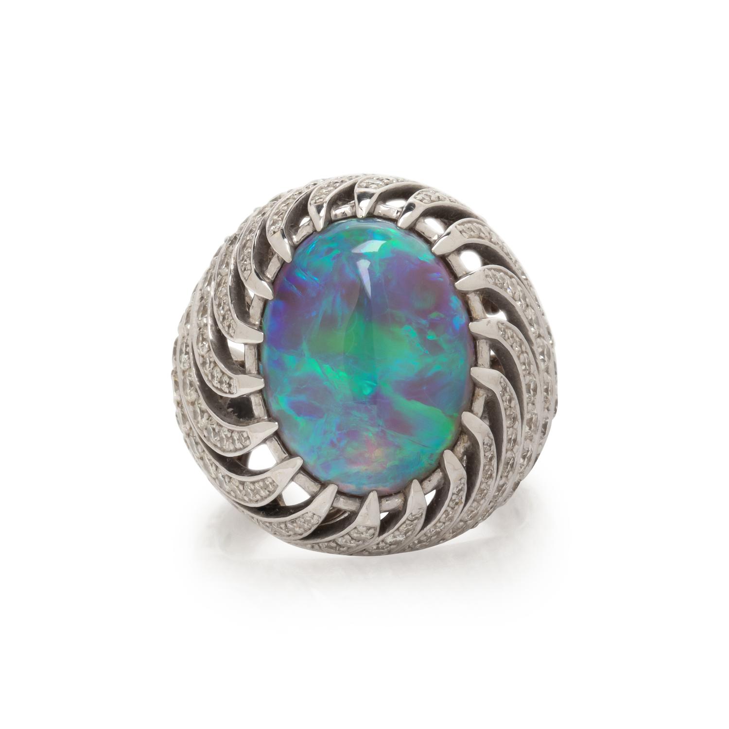 OPAL AND DIAMOND RING