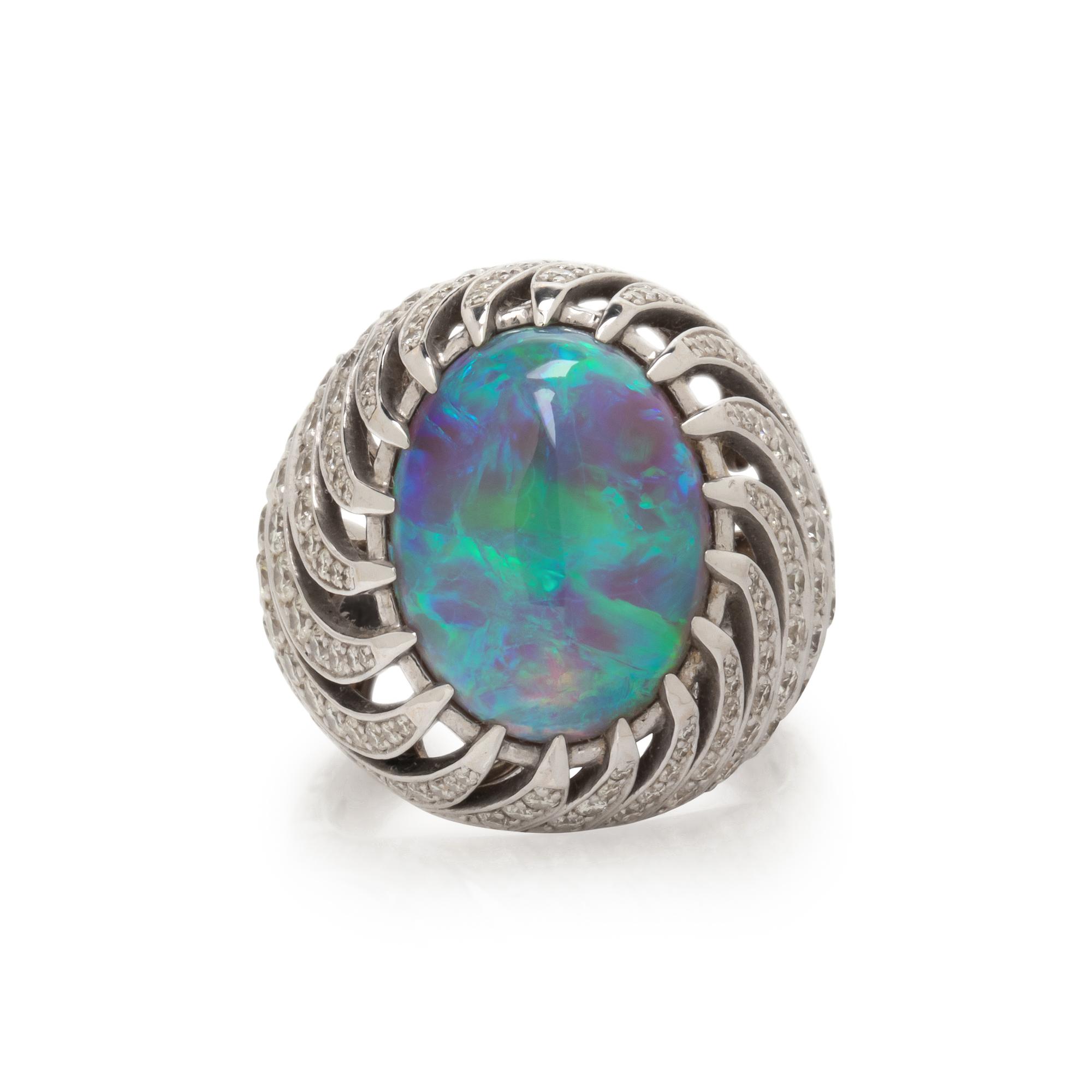 OPAL AND DIAMOND RING