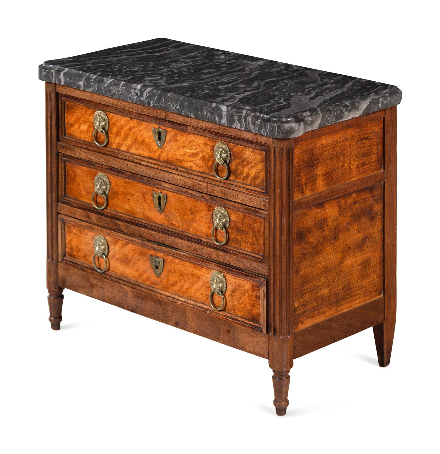 A Louis XVI Marble-Top Diminutive Commode