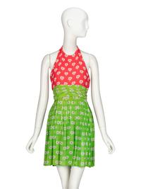 BILL BLASS, FLORAL PRINT HALTER DRESS