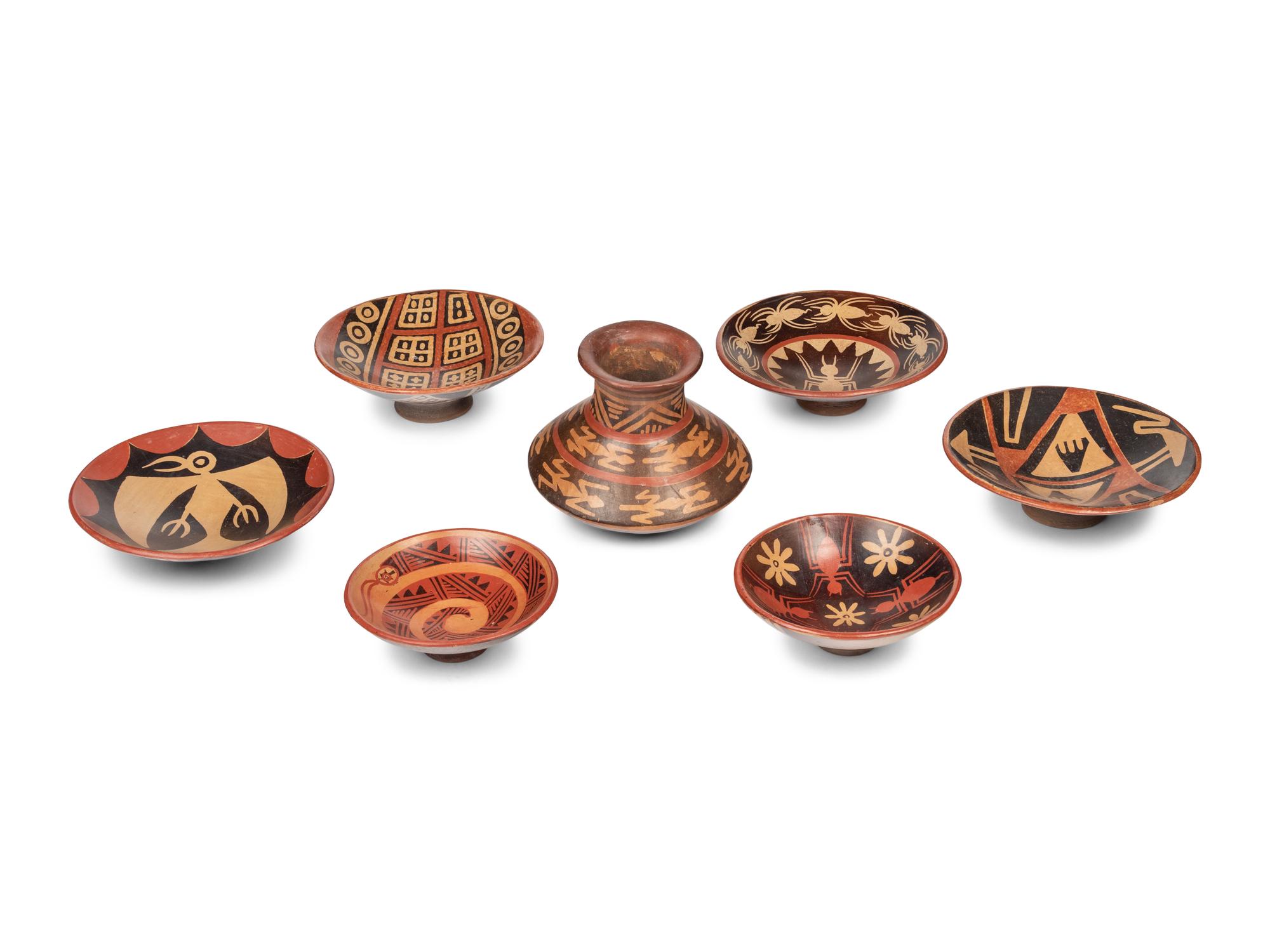 Seven Mexican Pottery Vessels
