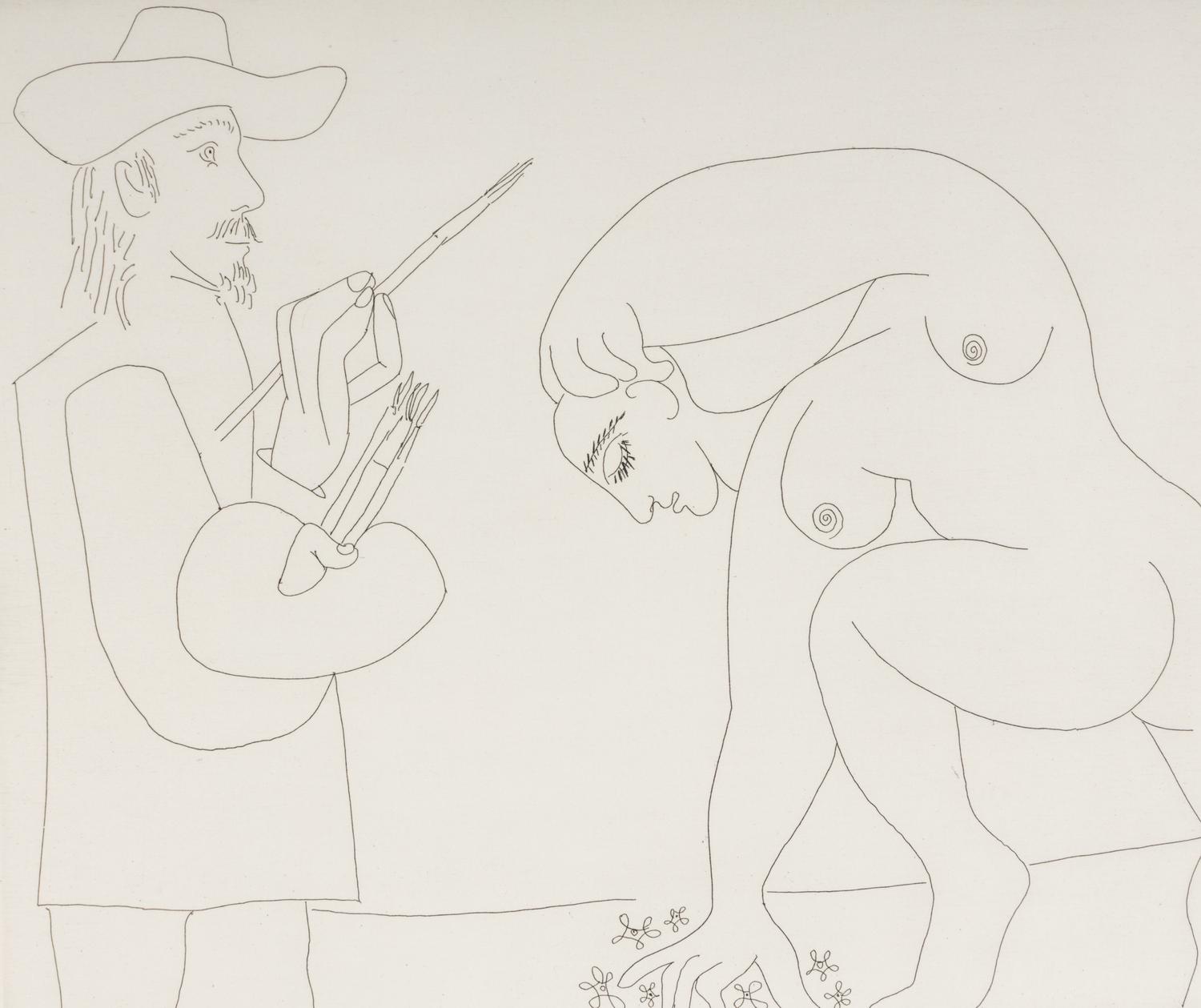 Peintre et femme cueillant des fleurs (plate 56 from Séries 156 ), 1970