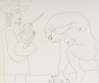 Peintre et femme cueillant des fleurs (plate 56 from Séries 156 ), 1970