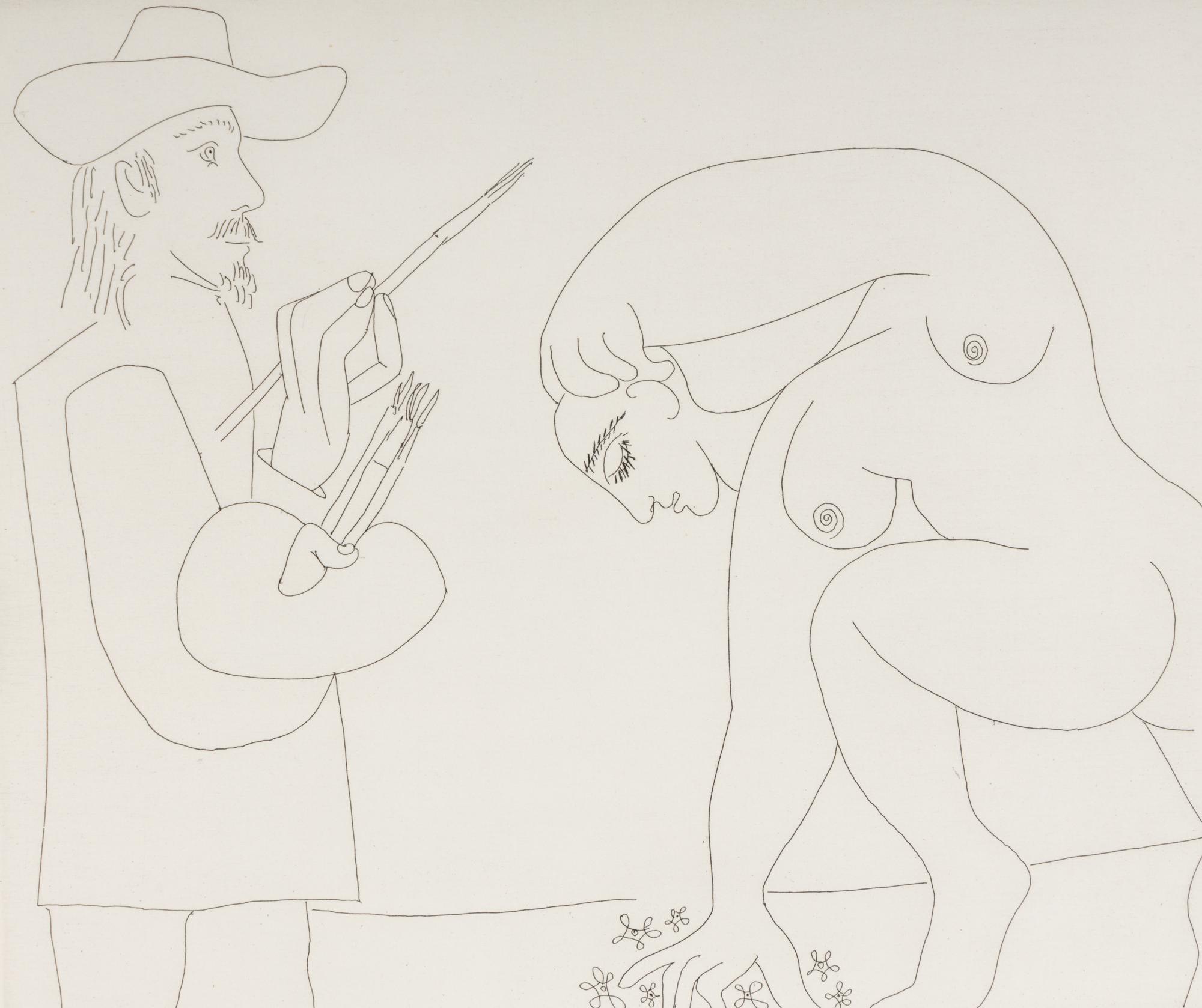 Peintre et femme cueillant des fleurs (plate 56 from Séries 156 ), 1970