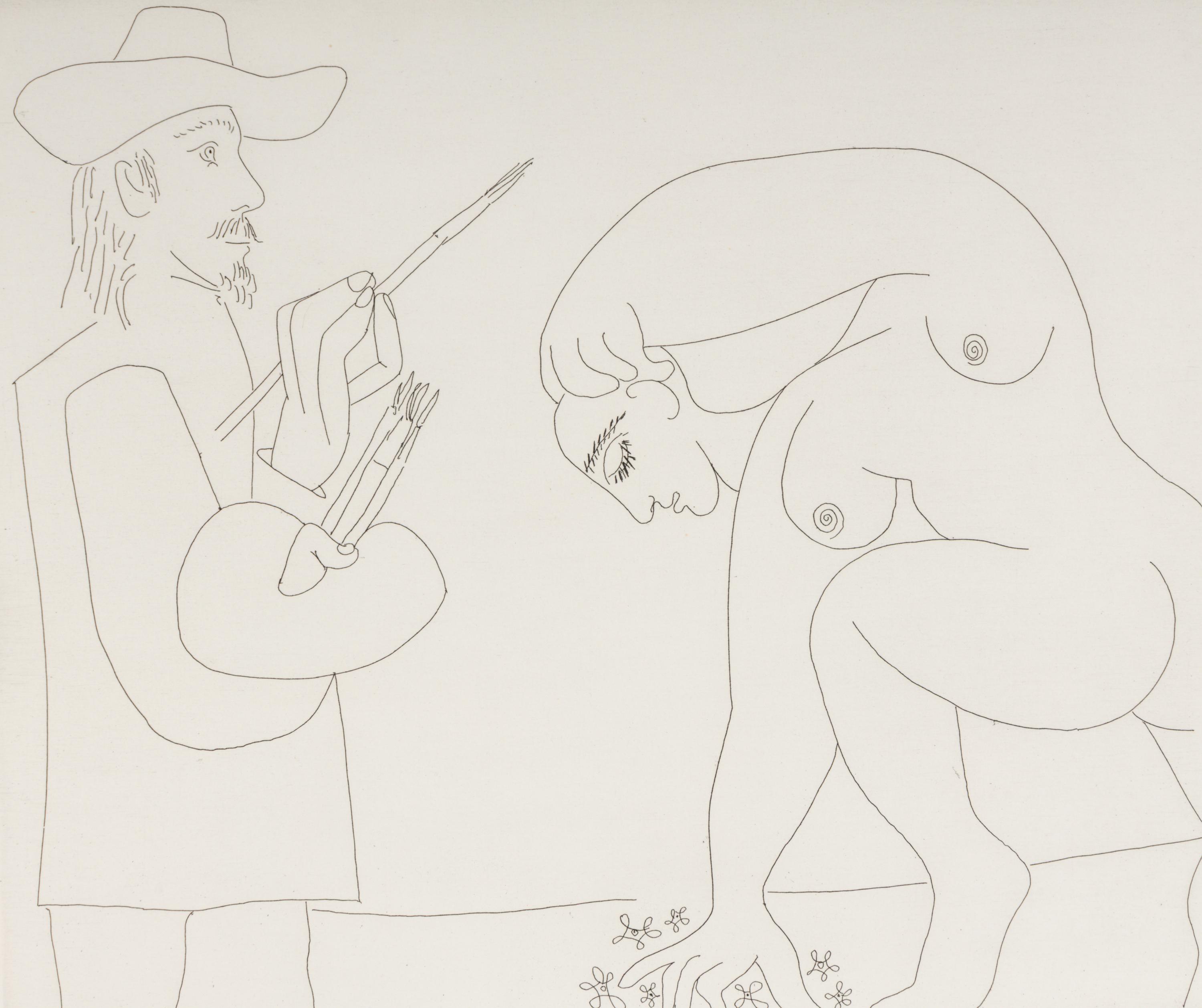 Peintre et femme cueillant des fleurs (plate 56 from Séries 156 ), 1970