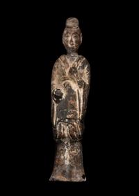 A Chinese Pottery Figure of a Standing Scholar