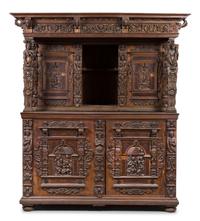 A Flemish Walnut Cabinet Height 92 3/4 x width 72 x depth 23 5/8 inches. — 17TH CENTURY WITH LATER ELEMENTS