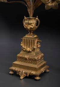A Pair of Louis XVI Style Bronze Three-Light Candelabra