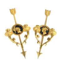 A Pair of Empire Style Gilt Bronze Two-Light Sconces Height 20 inches. — 20TH CENTURY
