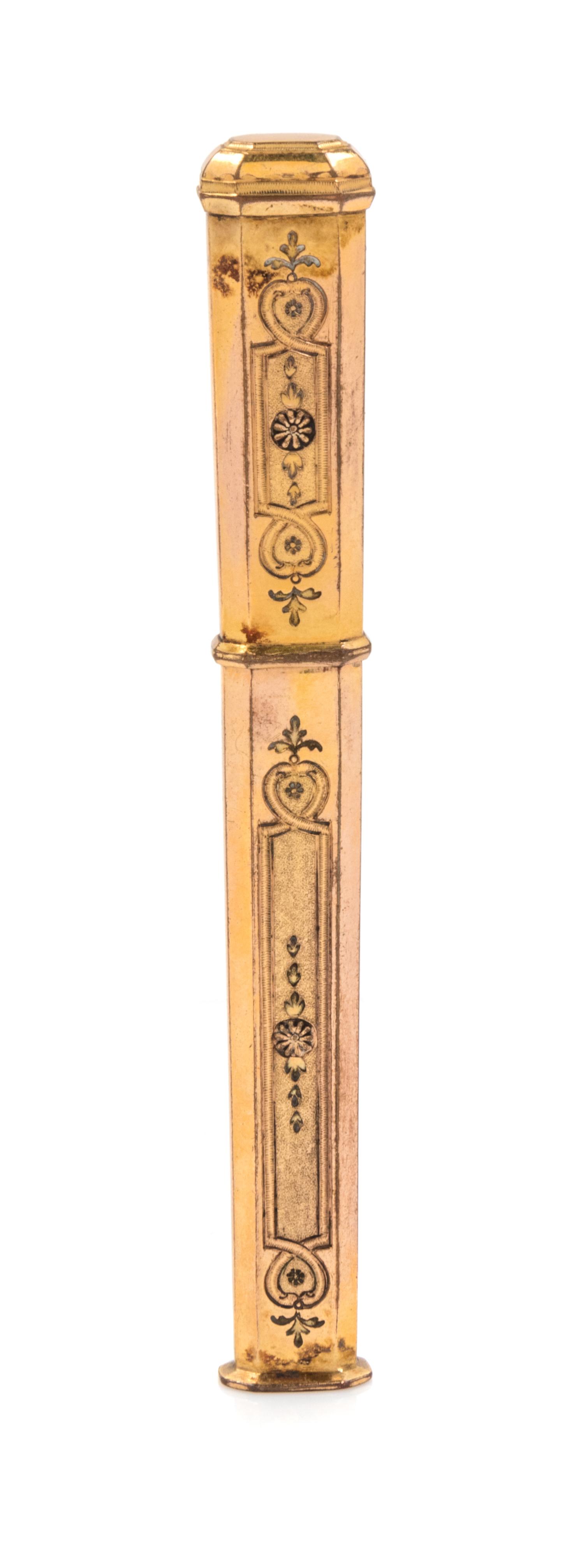 A Gilt Metal Needle Case