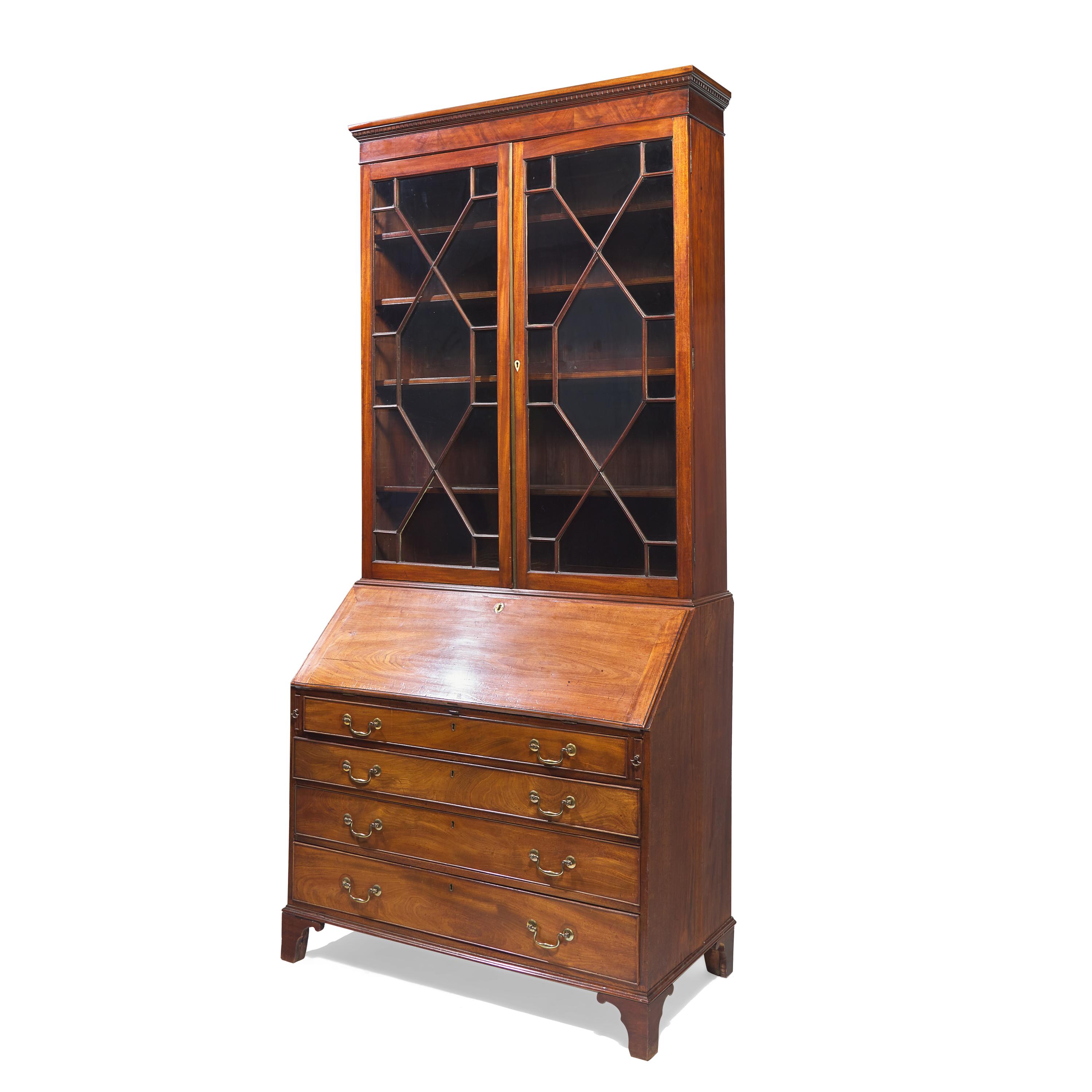 A George III Style Mahogany Slant-Front Secretary Bookcase