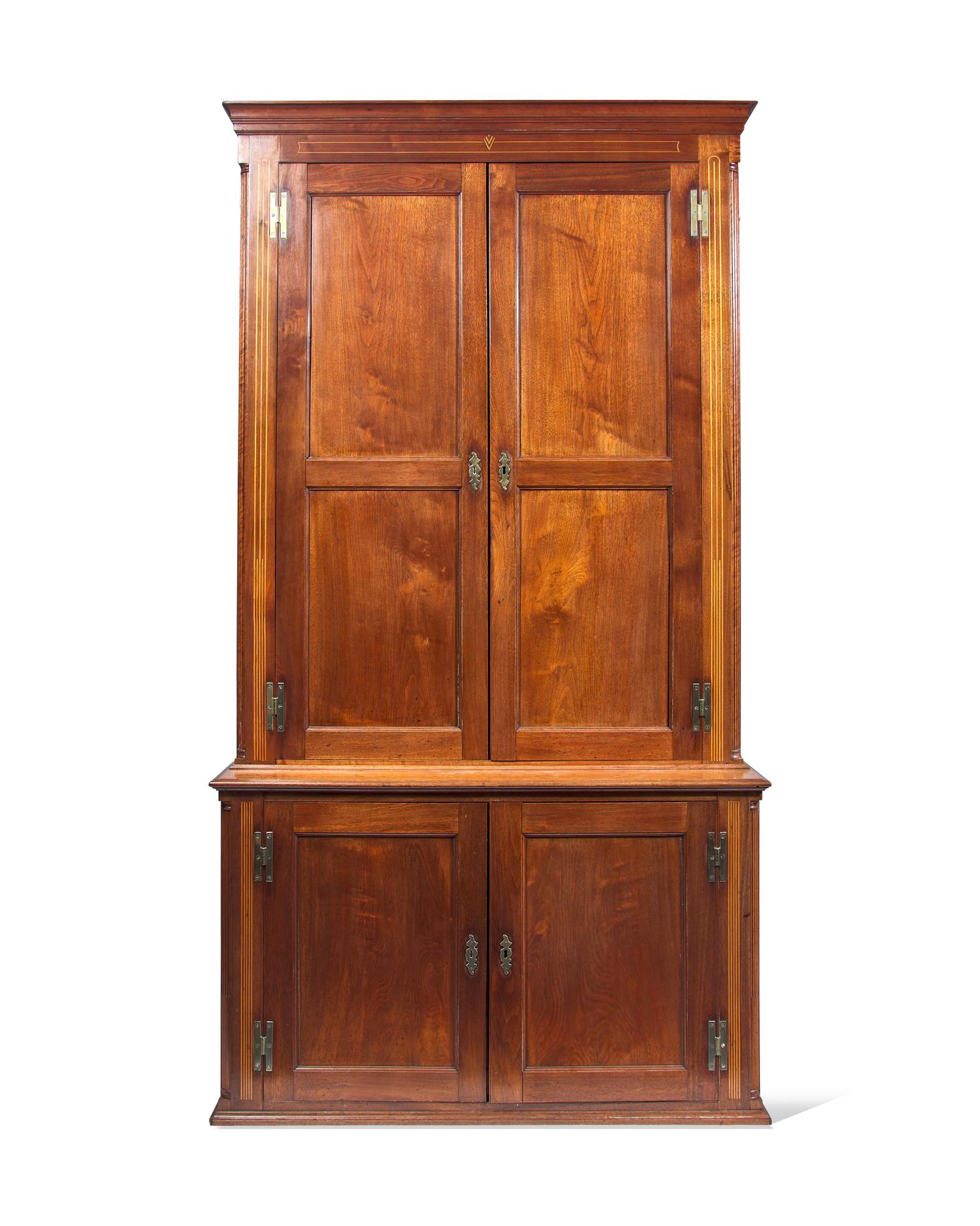 A Federal Inlaid Walnut Linen Press