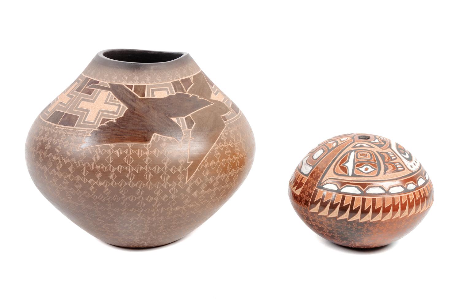 Sgraffito Pottery Jars