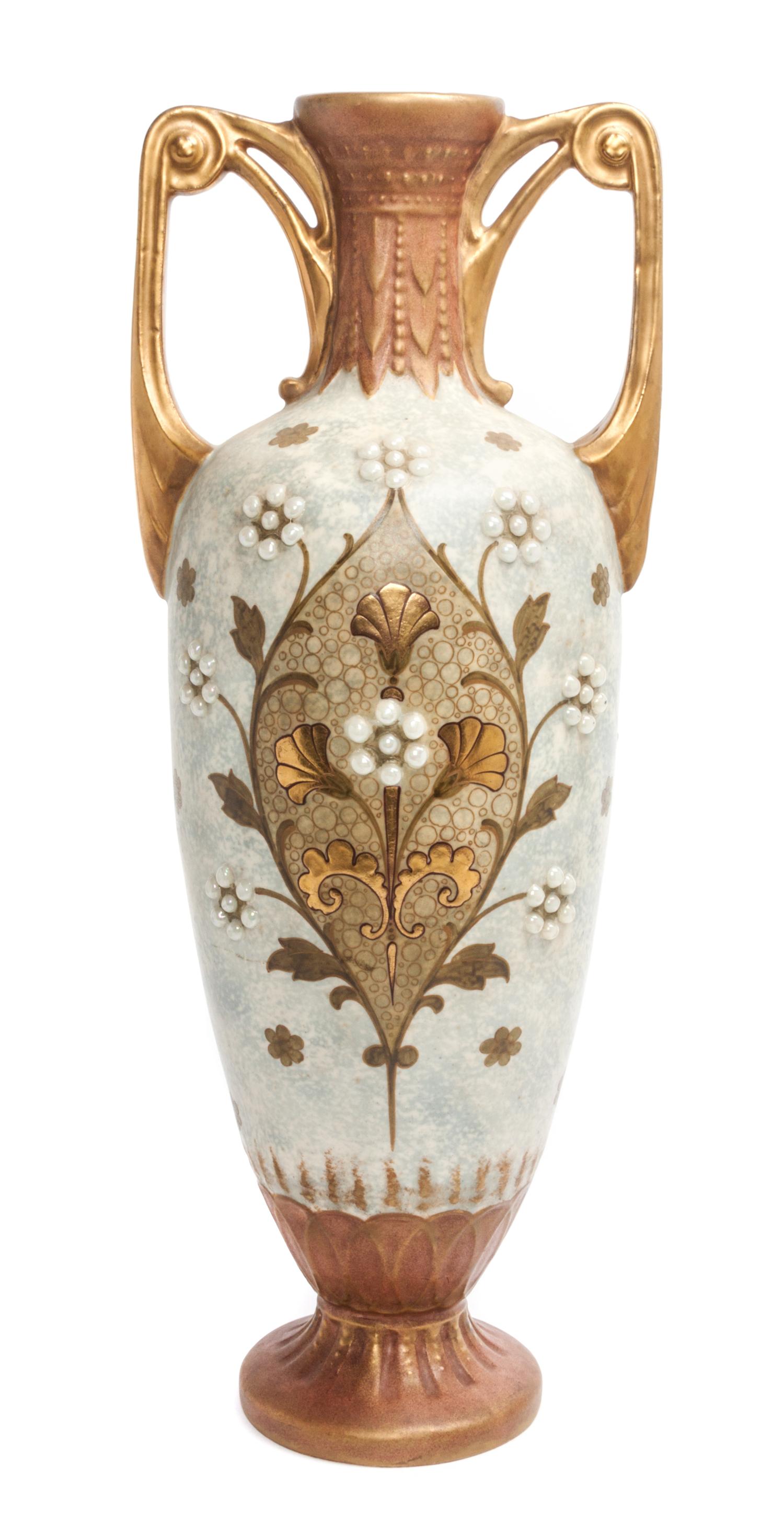 An Amphora Pottery Vase Height 18 3/4 inches.