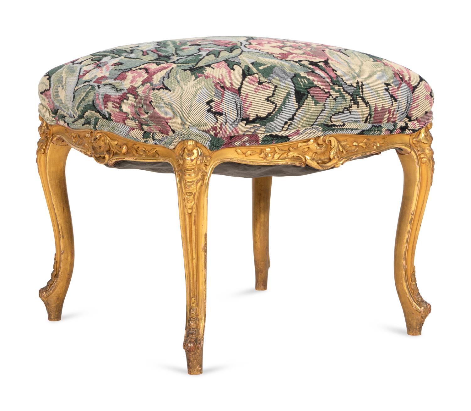 A Louis XV Style Giltwood Tabouret