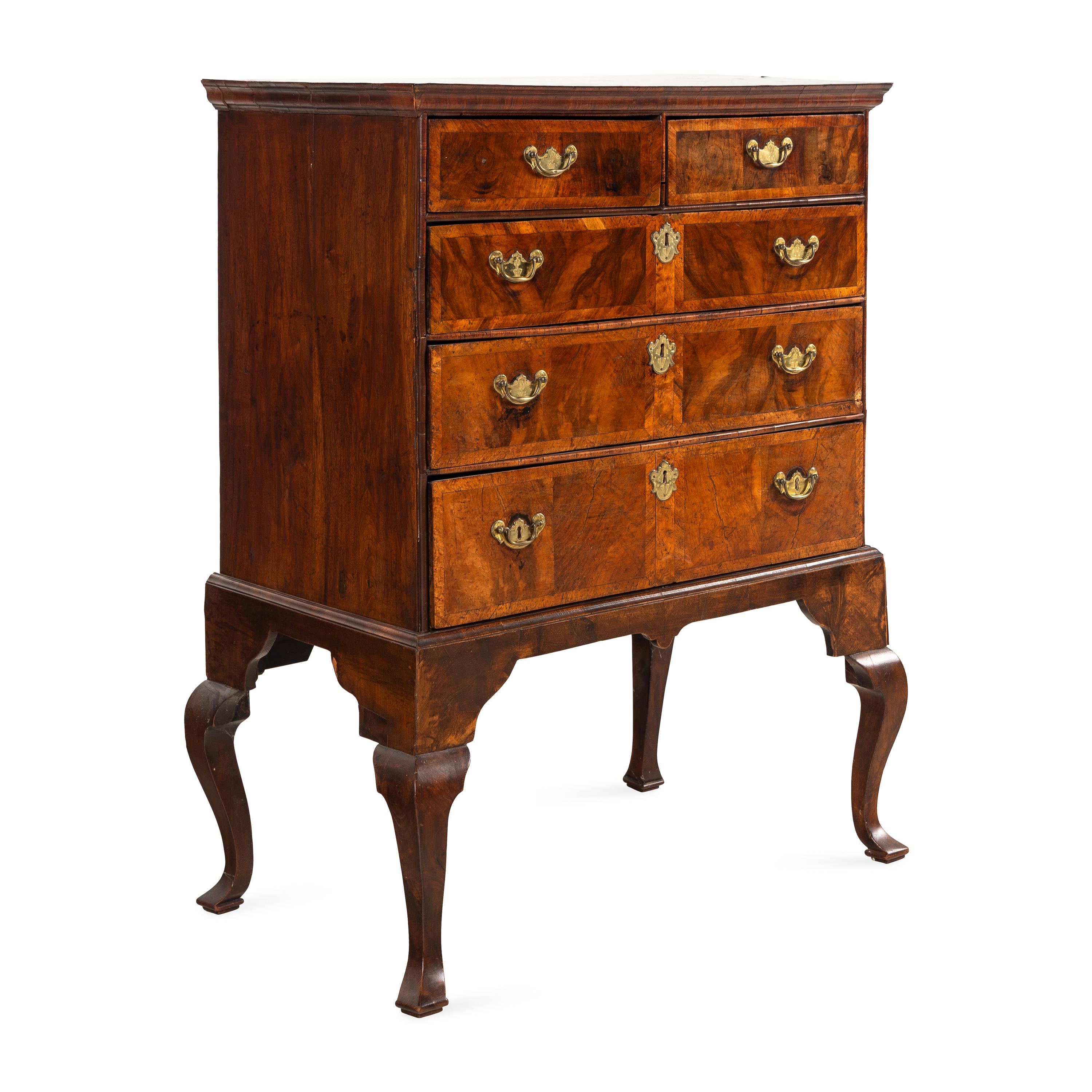 A George I Walnut Chest on Stand