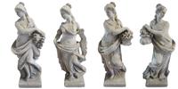 A Set of Four Carved Stone Statues Allegorical of the Seasons 14.5" W x 11" D x 35" H, 14.5" x 11" x 36", 13" x 11" x 35.25", 14" x 11. — Italian, Circa 1870