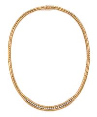 An 18 Karat Bicolor Gold and Diamond Necklace, Italian, 28.20 dwts.