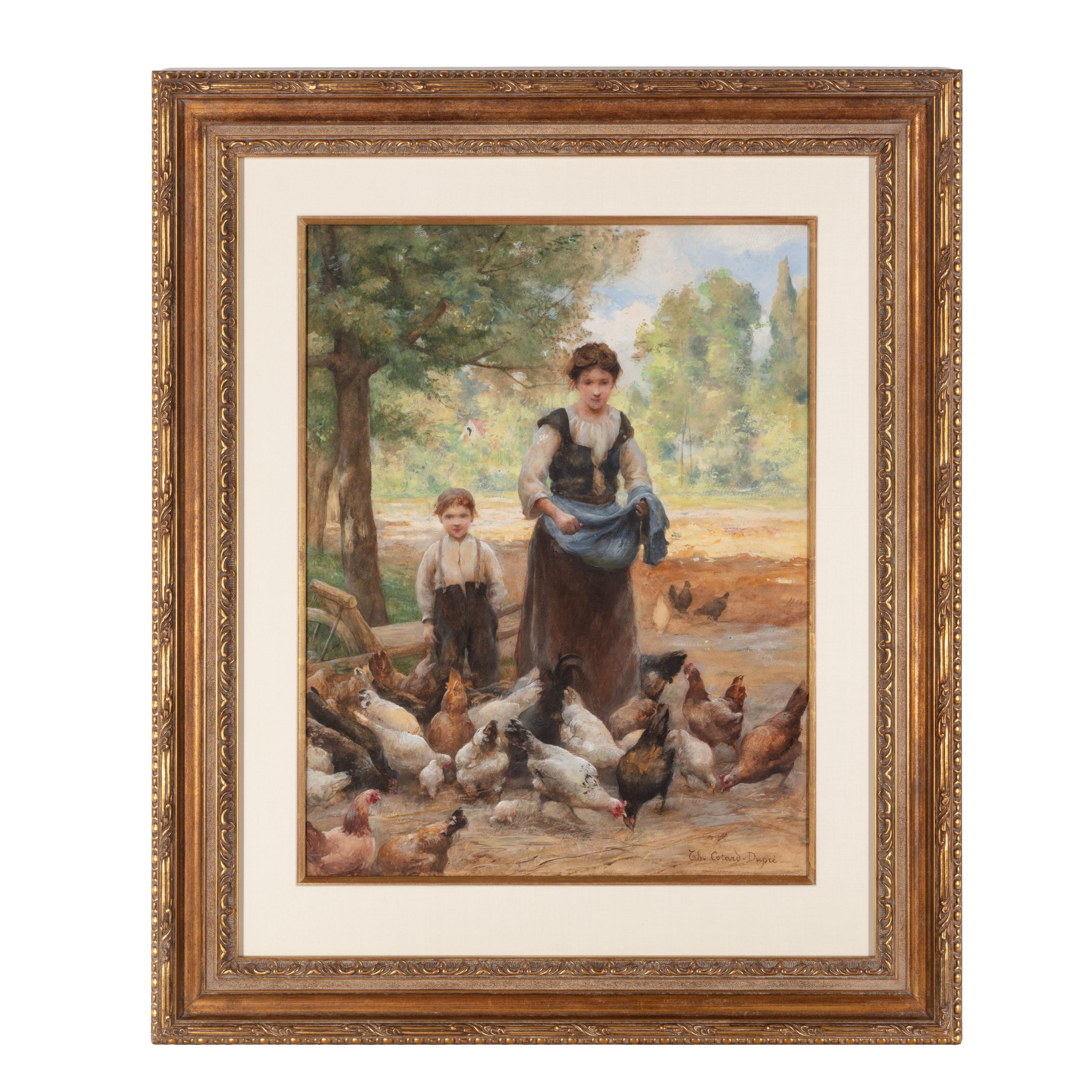 Thérèse Marthe Françoise Cotard-Dupre (French, 1877-1921) — Fermiere et Enfant au Pré