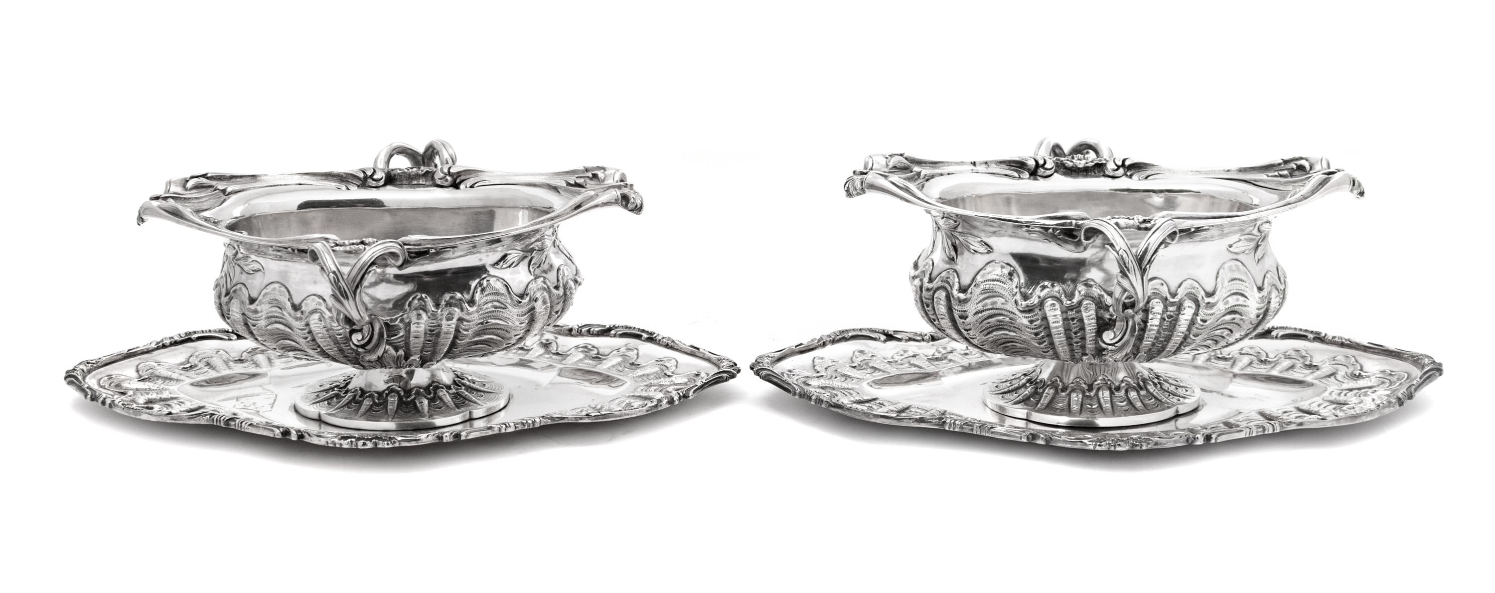 A Pair of French Silver Sauceboats