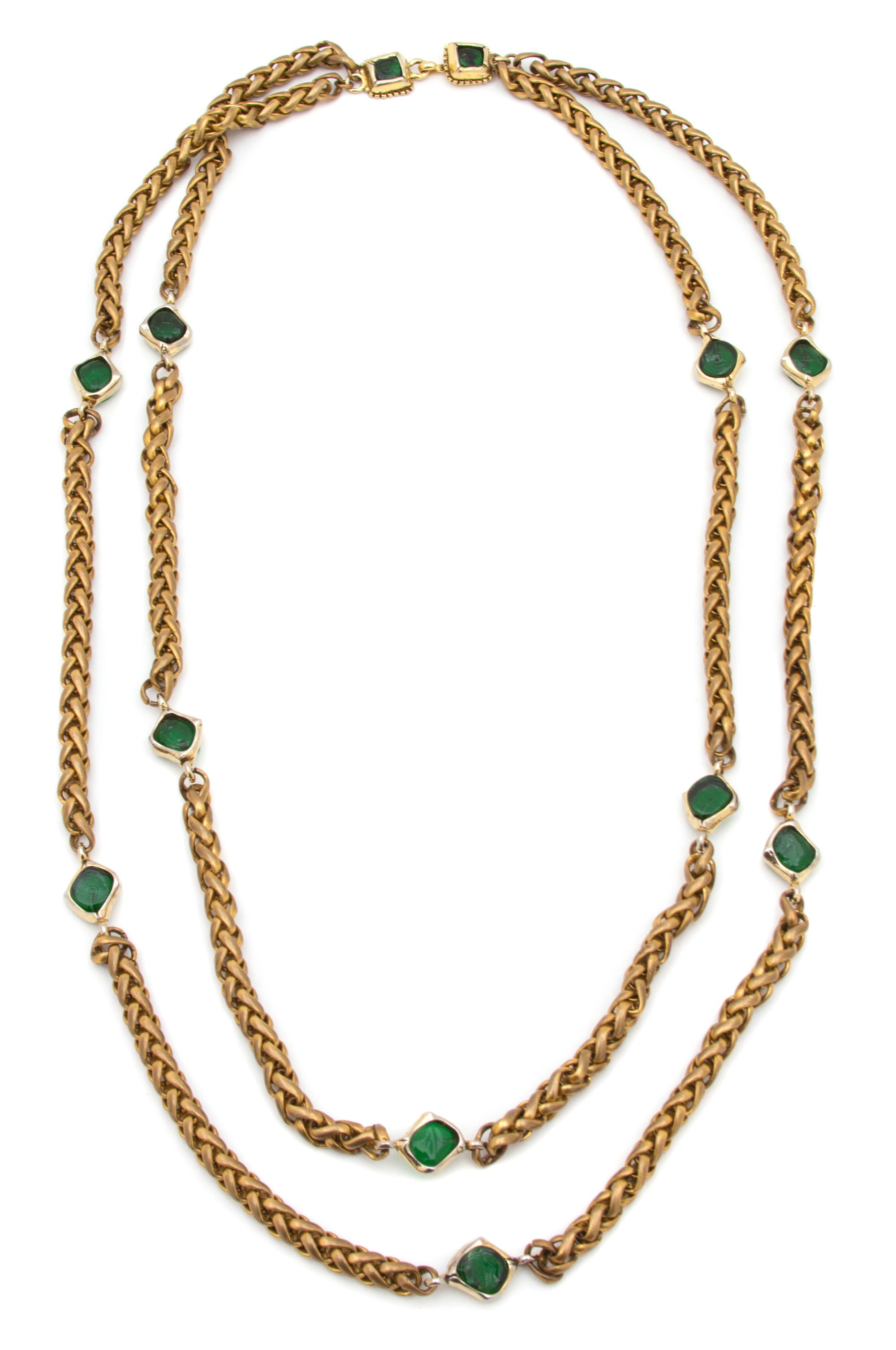 A Chanel Goldtone Double Strand Chain Necklace, Shortest strand: 34".