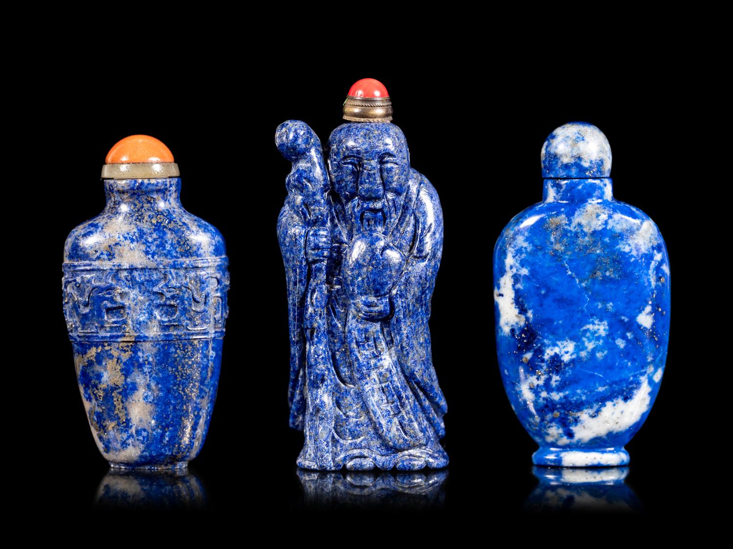 Three Lapis Lazuli Snuff Bottles