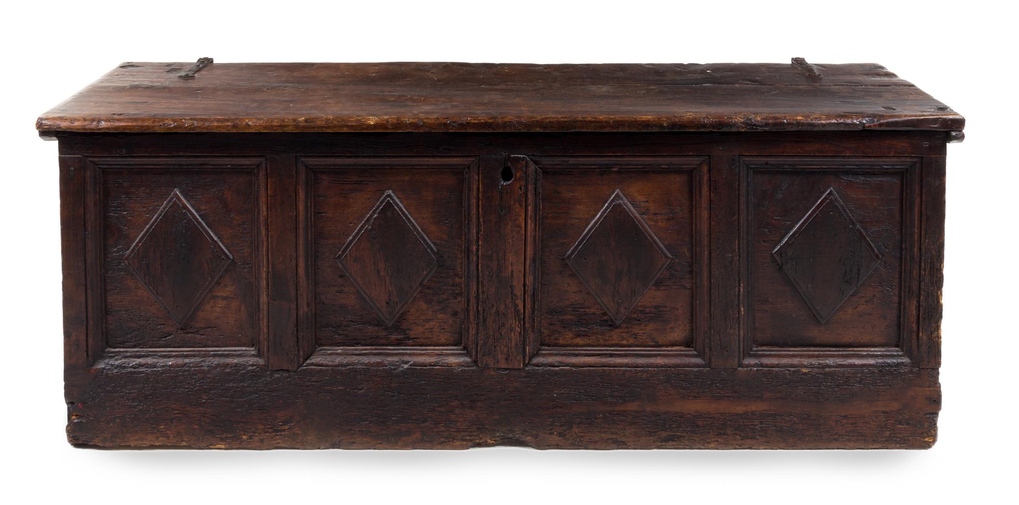 A Continental Walnut Cassone Height 22 x width 59 1/2 x depth 18 3/4 inches. — 16TH/17TH CENTURY
