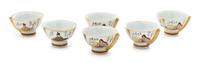 A Group of Six Diminutive Japanese Cups Height 1 1/4 x diameter 1 7/8 inches.