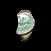 A Roman Prasium Fragmentary Intaglio with Eros on a Seahorse — Set in a 19th century gilt-silver ring