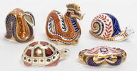 A Collection of Royal Crown Derby Porcelain Figural Paperweights Height of tallest 4 1/2 inches — LATE 20TH CENTURY