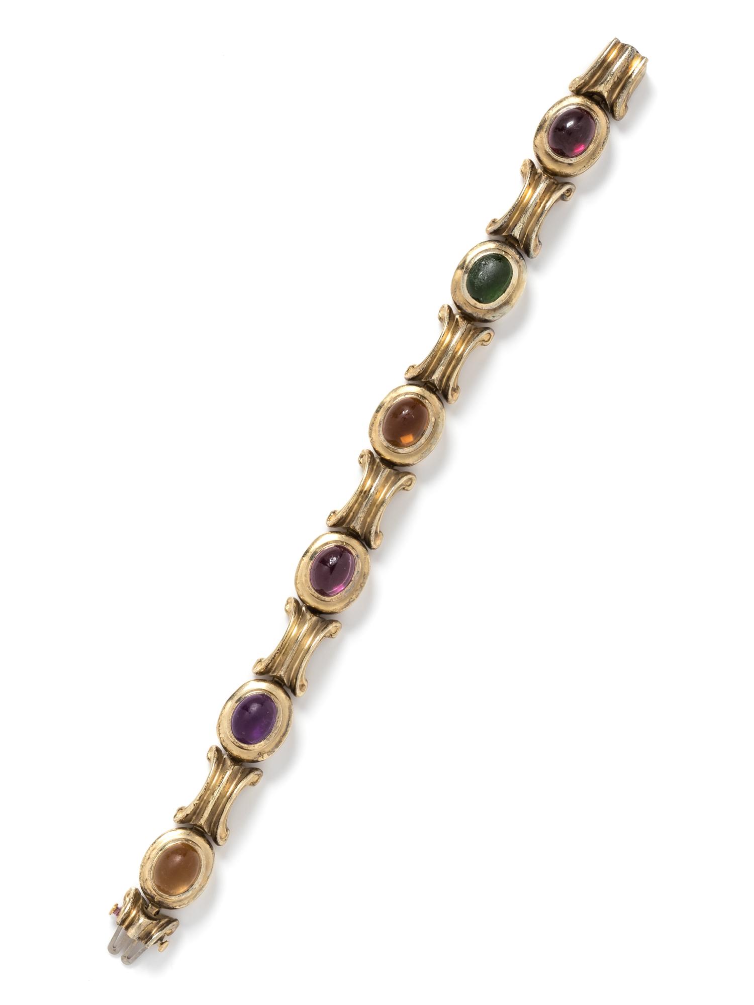 A 14 Karat Yellow Gold and Multigem Bracelet, SeidenGang,
