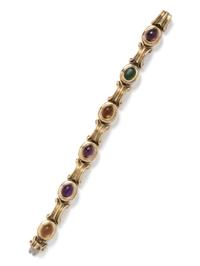 A 14 Karat Yellow Gold and Multigem Bracelet, SeidenGang,