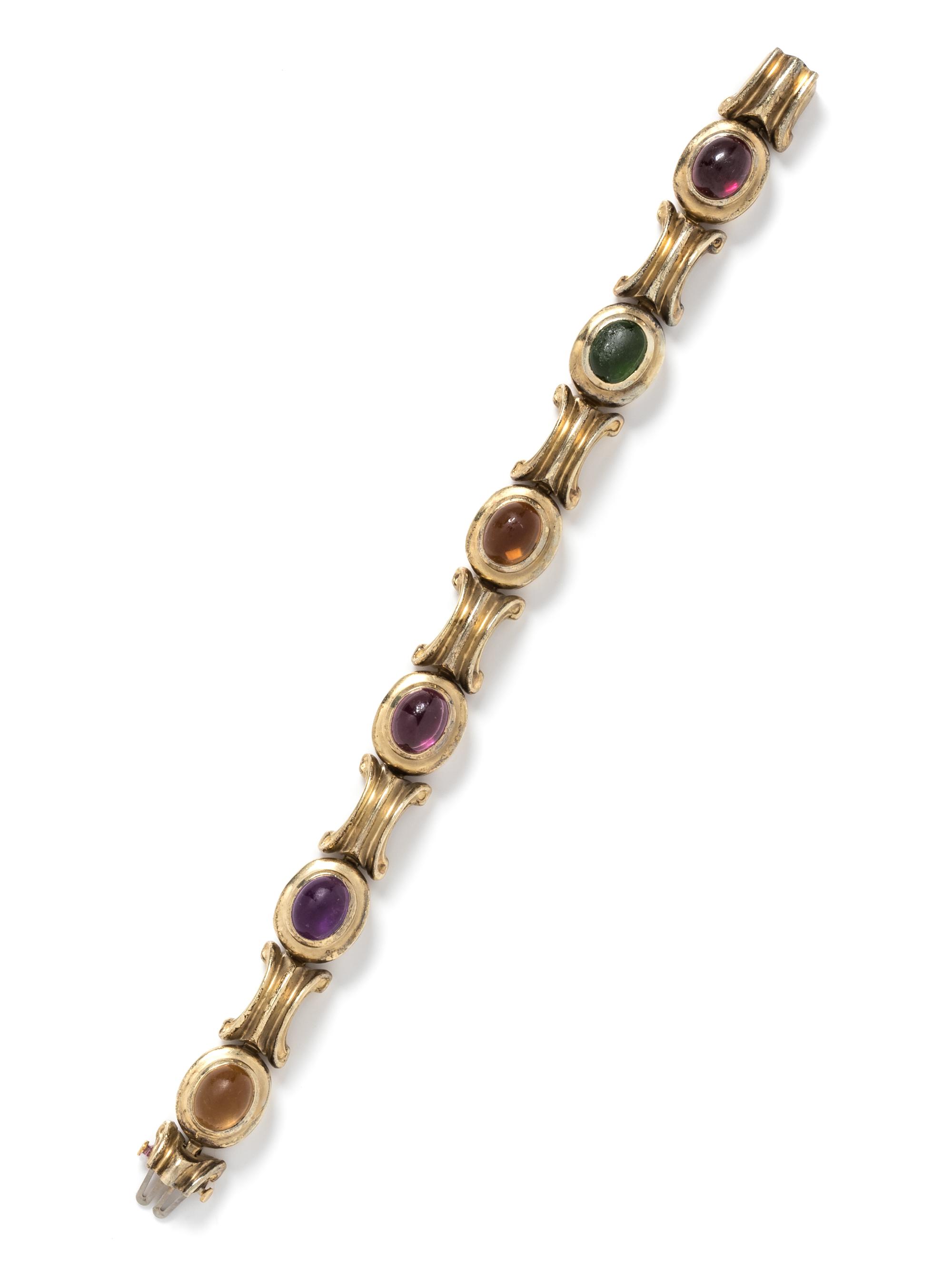 A 14 Karat Yellow Gold and Multigem Bracelet, SeidenGang,