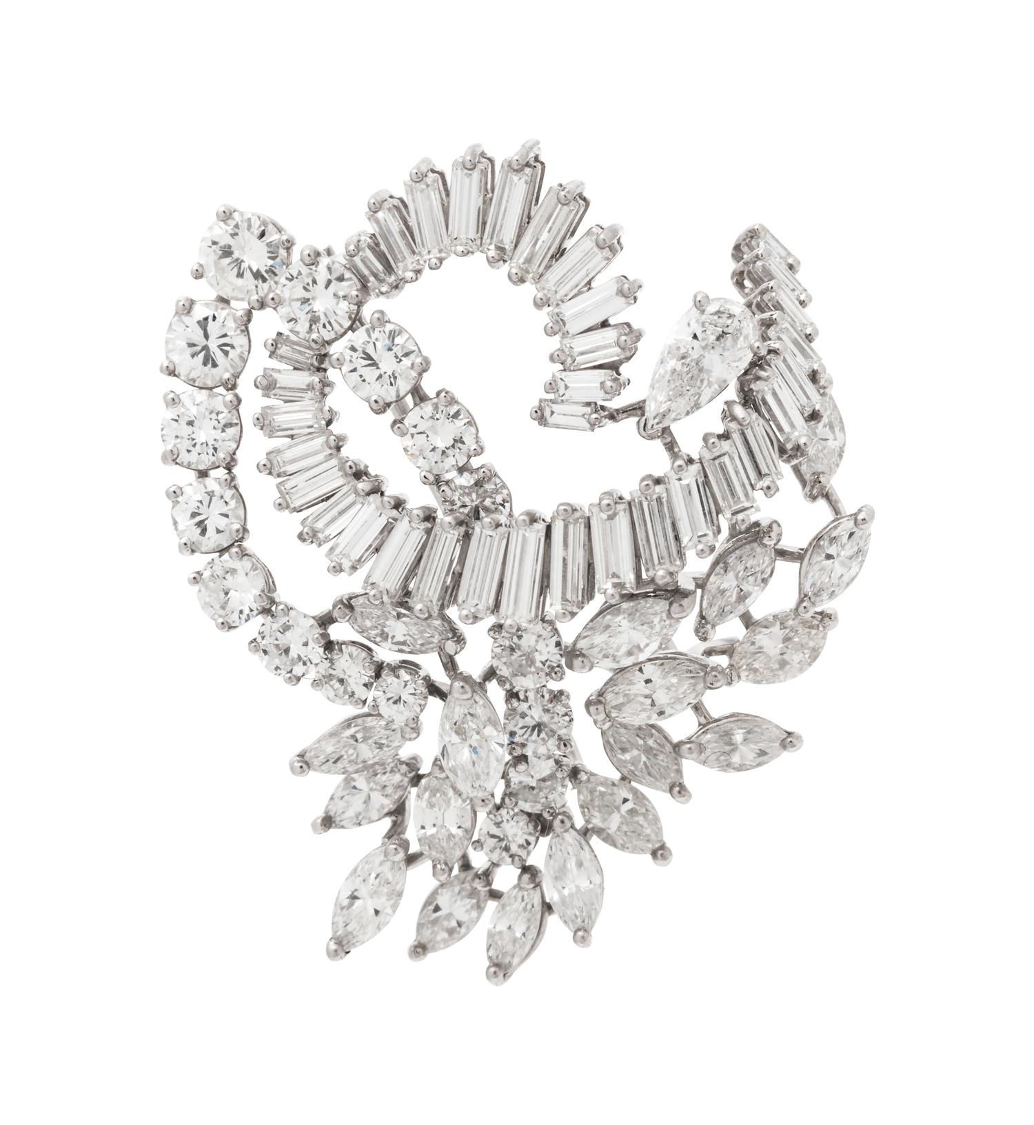 A Platinum and Diamond Brooch,