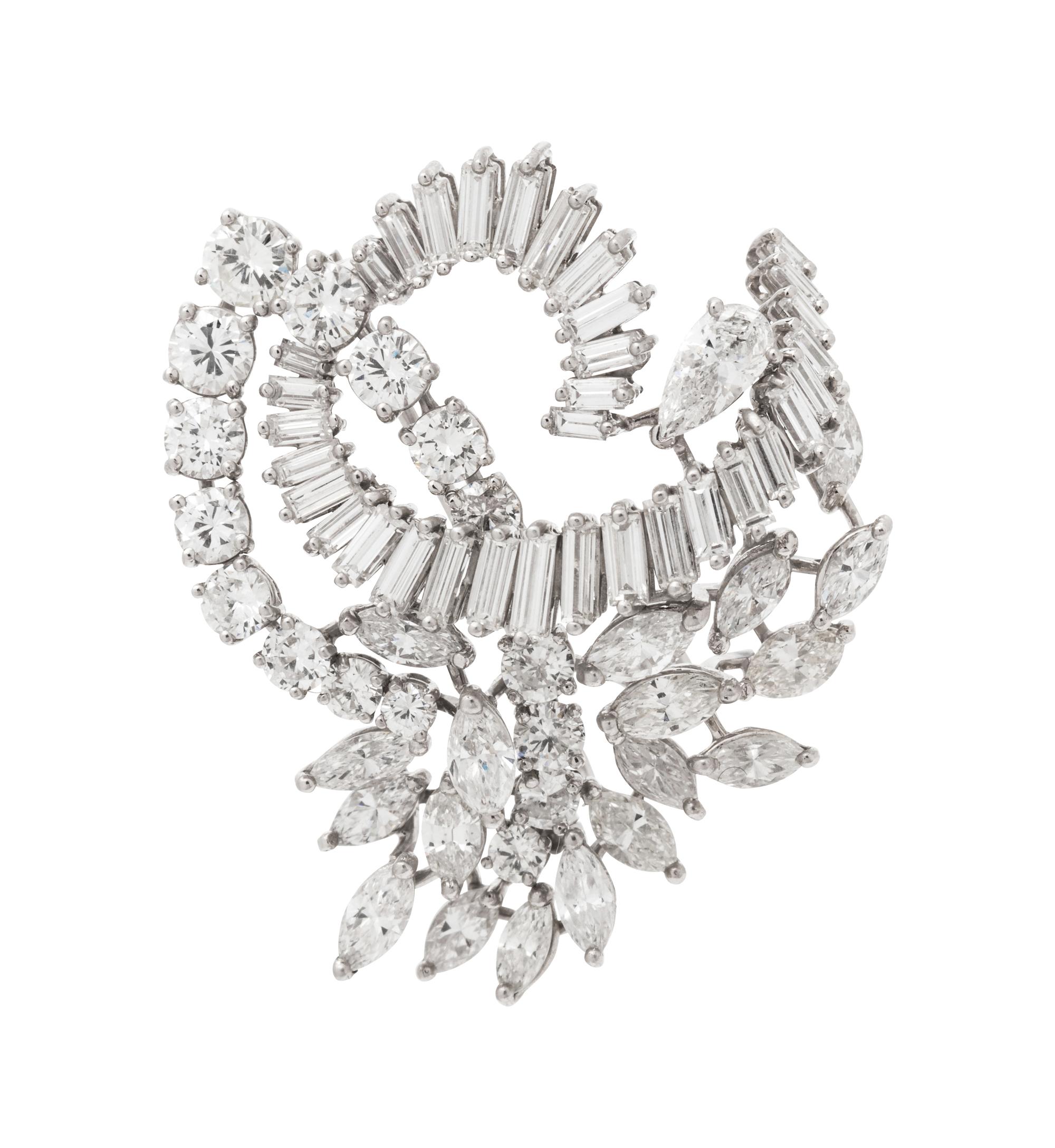 A Platinum and Diamond Brooch,