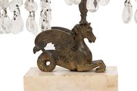 A Pair of Regency Gilt Bronze, Cut Glass and Marble Girandoles