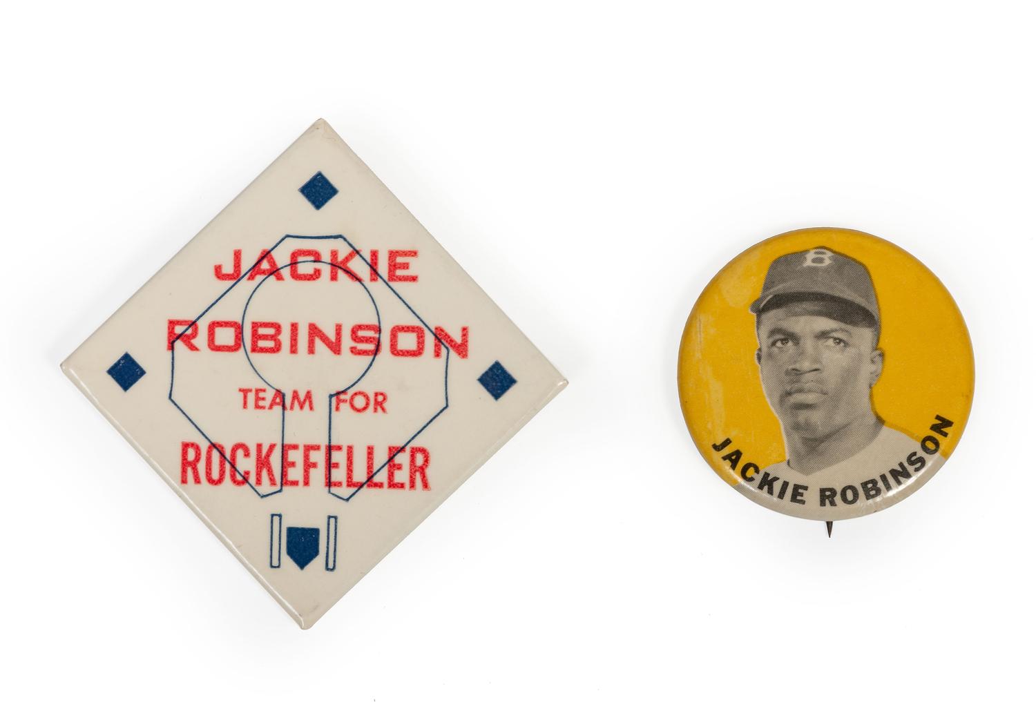 [BASEBALL]. A group of 2 Jackie Robinson pinback buttons.