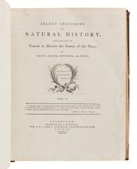 [TRAVEL & EXPLORATION]. -- BRUCE, James (1730-1794). -- Travels To Discover The Source of the Nile, In the Years 1768… 1773. Vol. I-IV. -- Select Specimens of Natural History, Collected in Travels to Discover the Source of the Nile, in Egypt, Arabia, Abyssinia, and Nubia . Vol. V. -- Edinburgh: G.G.J. and J. Robinson, 1790.