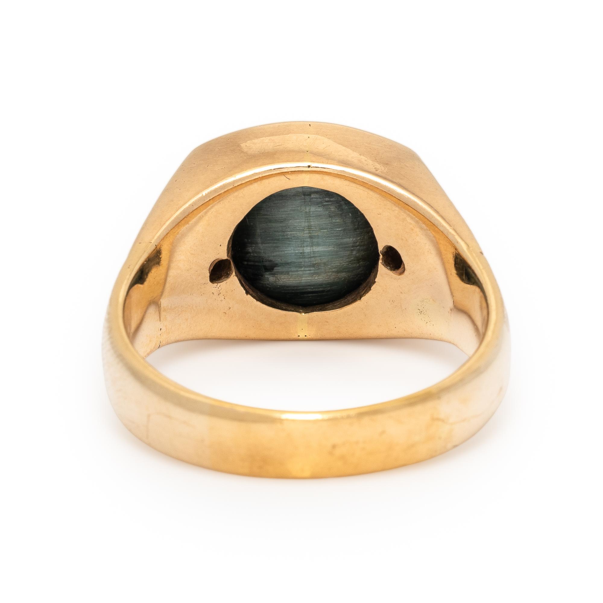 Cat's Eye Indicolite Tourmaline and Diamond Ring