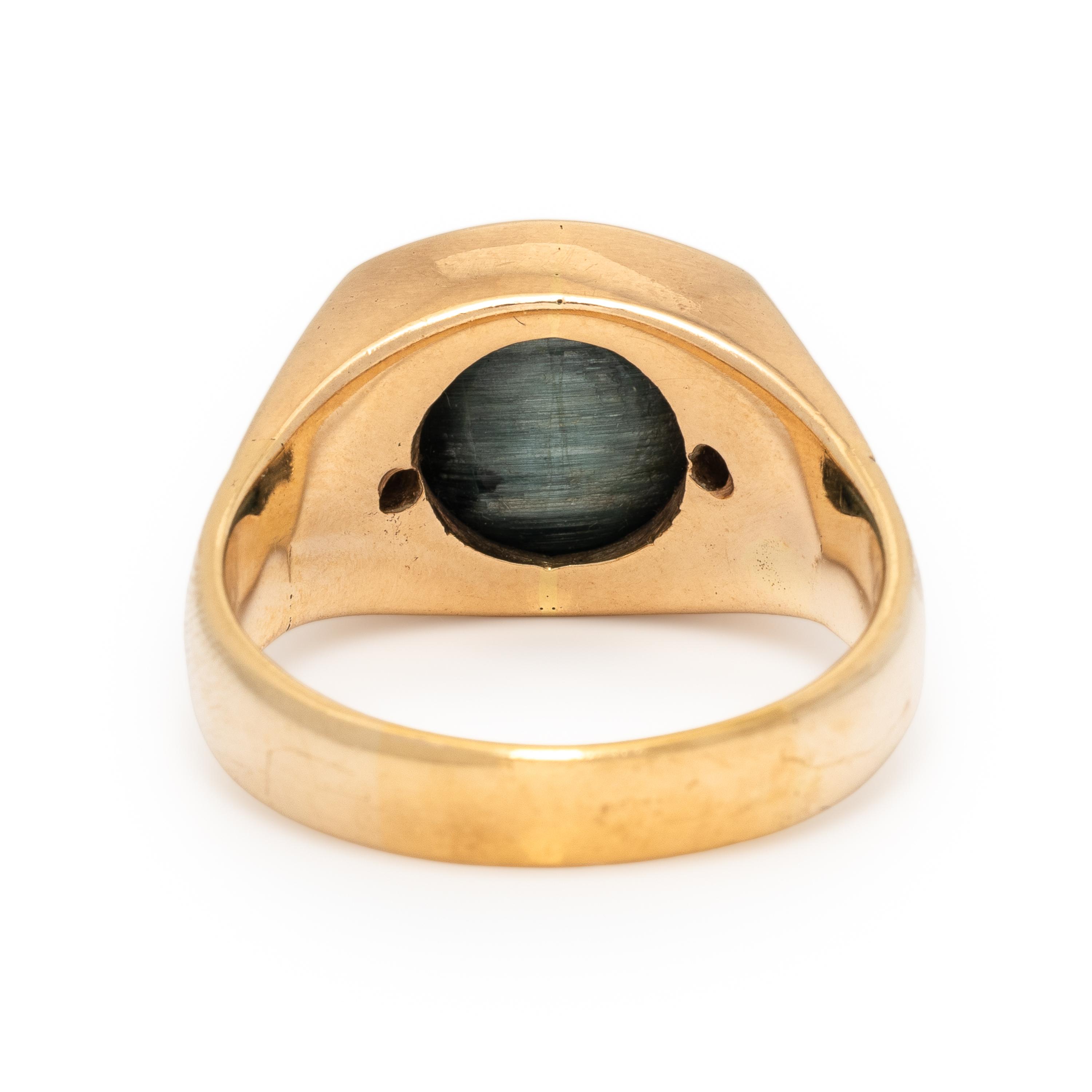 Cat's Eye Indicolite Tourmaline and Diamond Ring