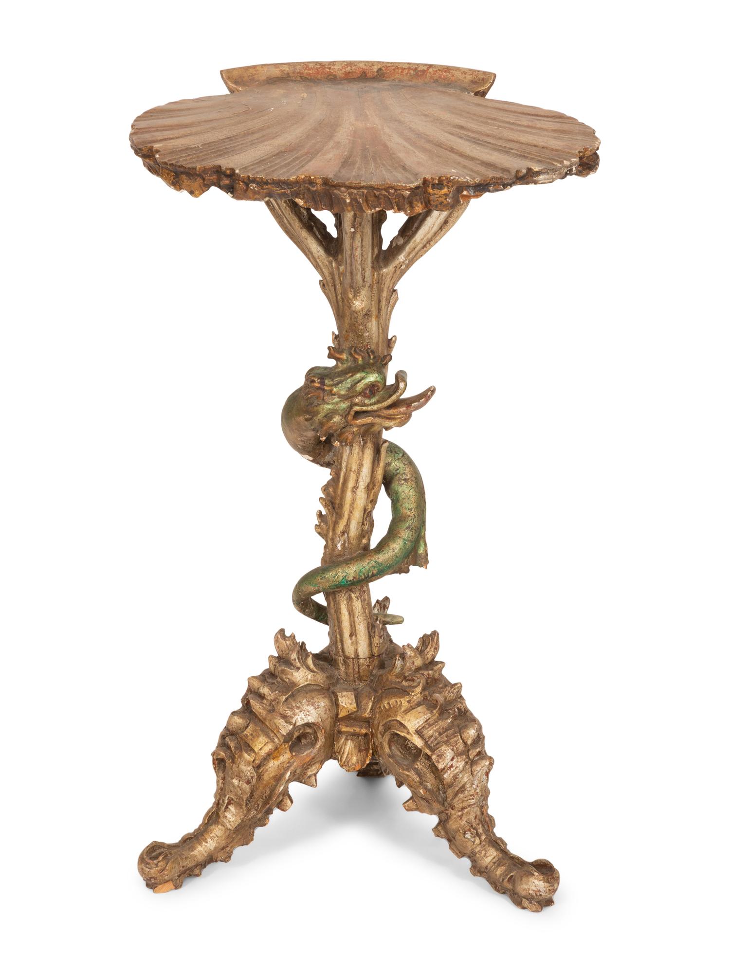 A Venetian Style Carved 'Grotto' Side Table