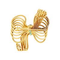 CARTIER, YELLOW GOLD AND EMERALD BROOCH