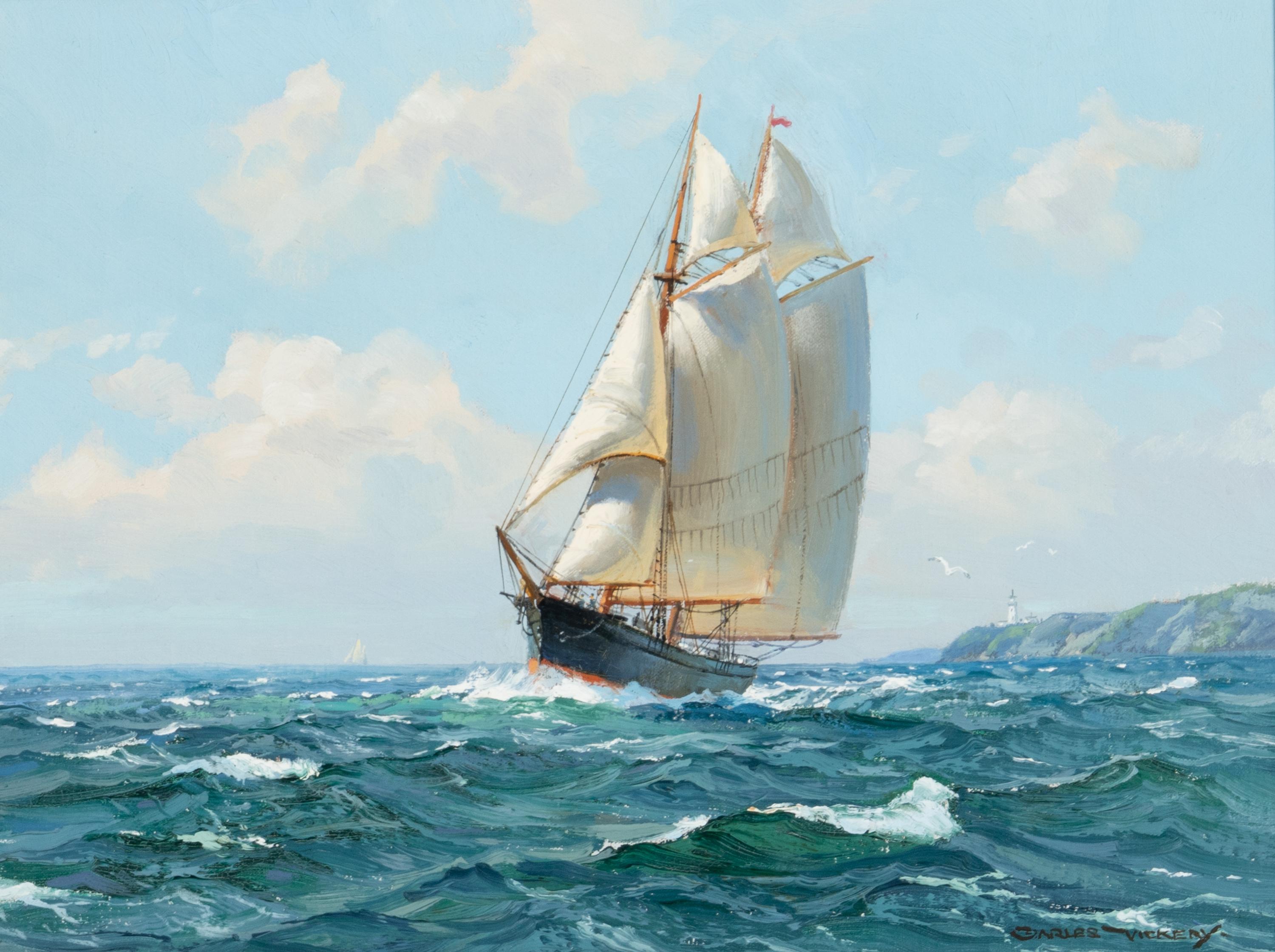Charles Vickery (American, 1913–1998) — Ship Sailing off the Coast