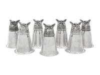 A Set of Seven Silver-Plate Stirrup Cups