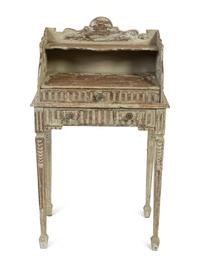 ALouis XVI Style Carved and White-Painted Bedside Table — 19TH CENTURY