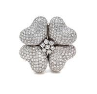 A White Gold and Diamond Flower Brooch, 20.50 dwts.