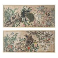 A Pair of Chinese Painted Wallpaper Panels